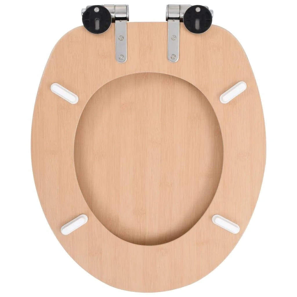 Set di 2 sedili per WC sedile per WC bagno/arredamento della casa MDF coperchio a chiusura ammortizzata bambù 02_0002962