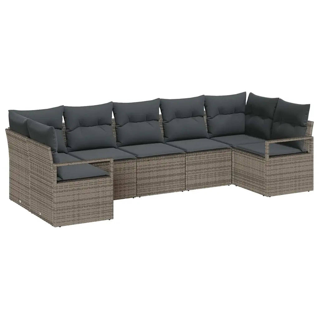 Set Divano da Giardino con cuscino 7 pcs Grigio polyrattan 3355198