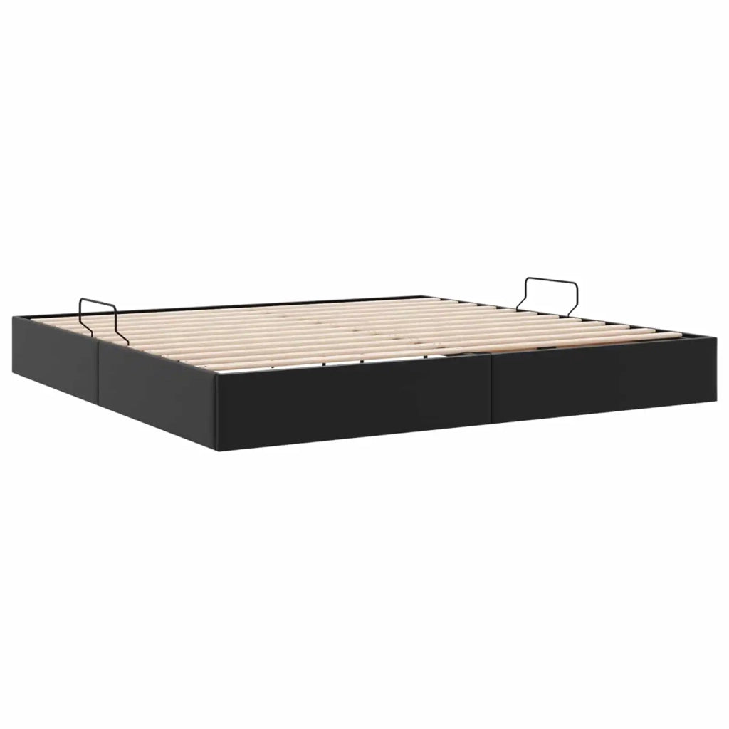 Letto ottomano Nero 200 x 200 cm Pelle Sintetica 3442786