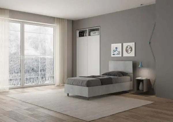 Letto singolo senza rete 80x200 testata inclinata cemento Demas