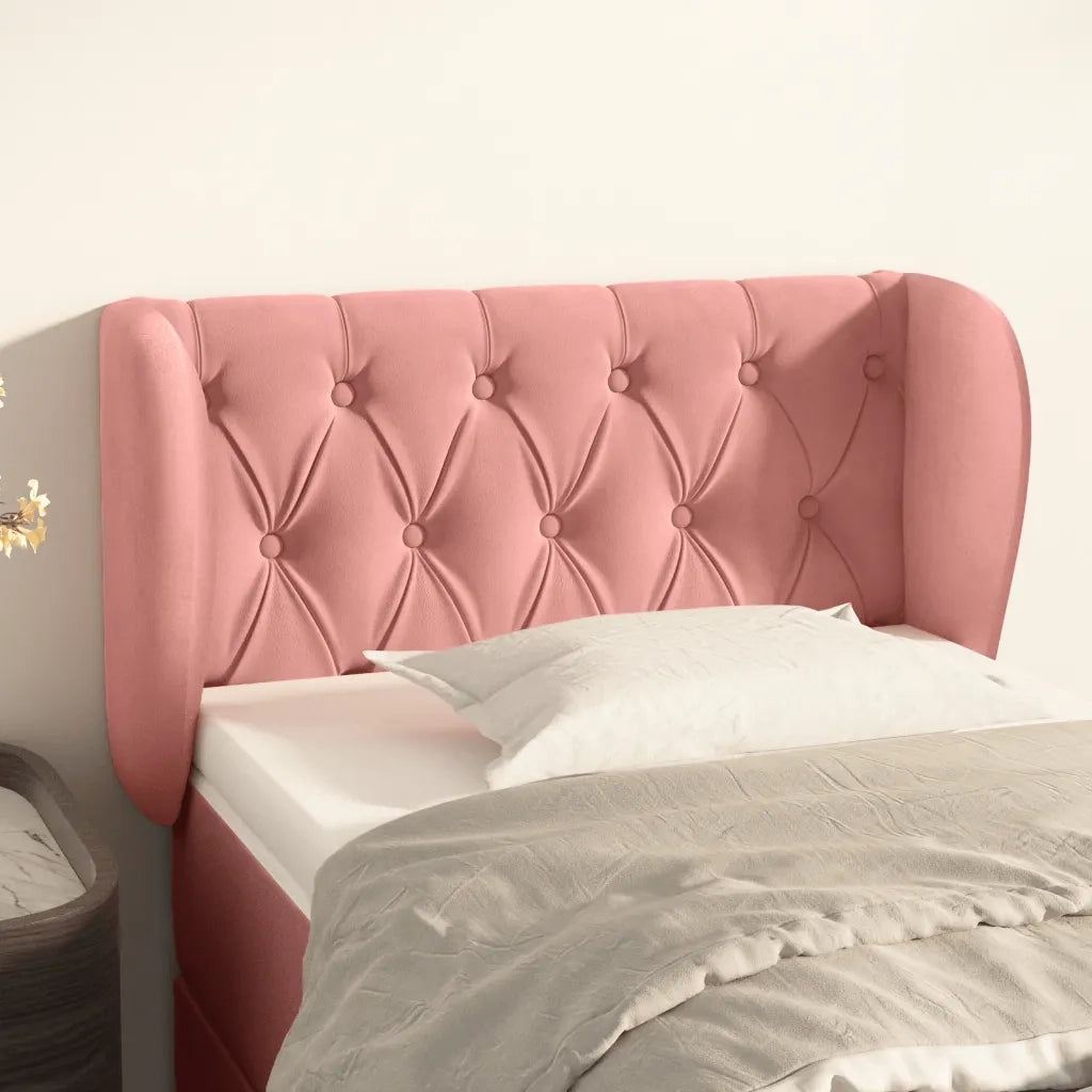 Testiera | Testata ad Orecchio Rosa 83x23x78/88 cm in Velluto