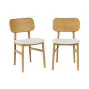 Set di 2 sedie vintage in legno di hevea e tessuto, marrone naturale