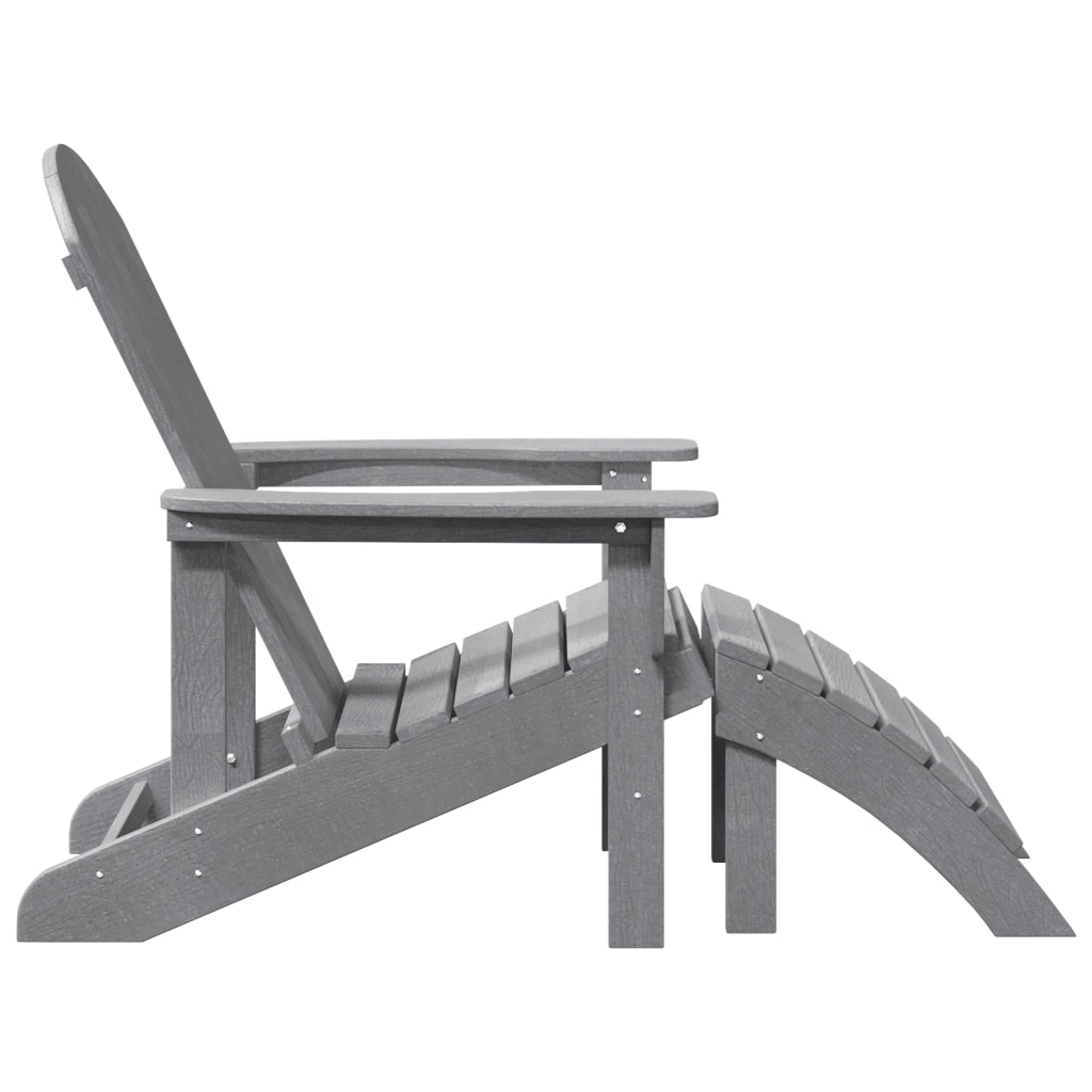 Sedia Adirondack con Poggiapiedi Grigio Chiaro HDPE