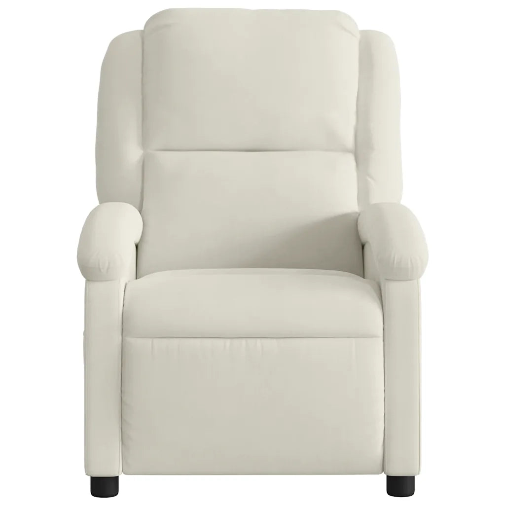 Poltrona Elettrica Reclinabile-Divano Sedia Crema in Velluto 640192