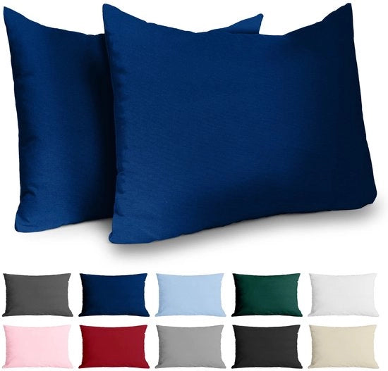 Coprisacco 40x60 a maglia di cotone rinforzata (set di 2) - Blu scuro - Tessuto compatto con 57 fili/cm² - Coprisacco 40 x 60 - Certificato Oeko Tex -