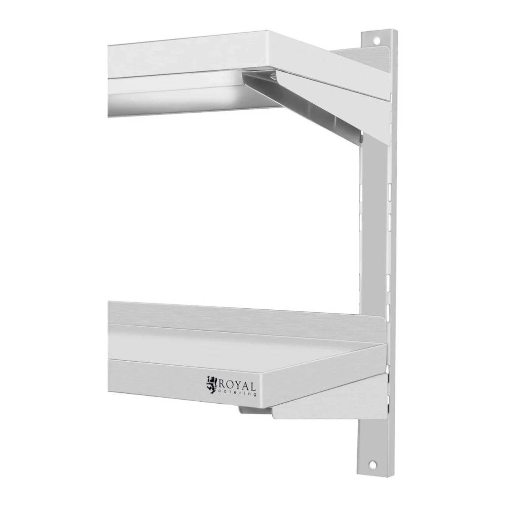 Scaffale professionale da parete con 2 ripiani 180 cm acciaio inox 14_0001546