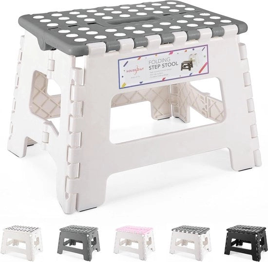 Sedia da toeletta, 22 cm, pieghevole, sedia da toeletta pieghevole, sedia pieghevole, sedia da toeletta, sgabello per bambini (grigio e bianco)