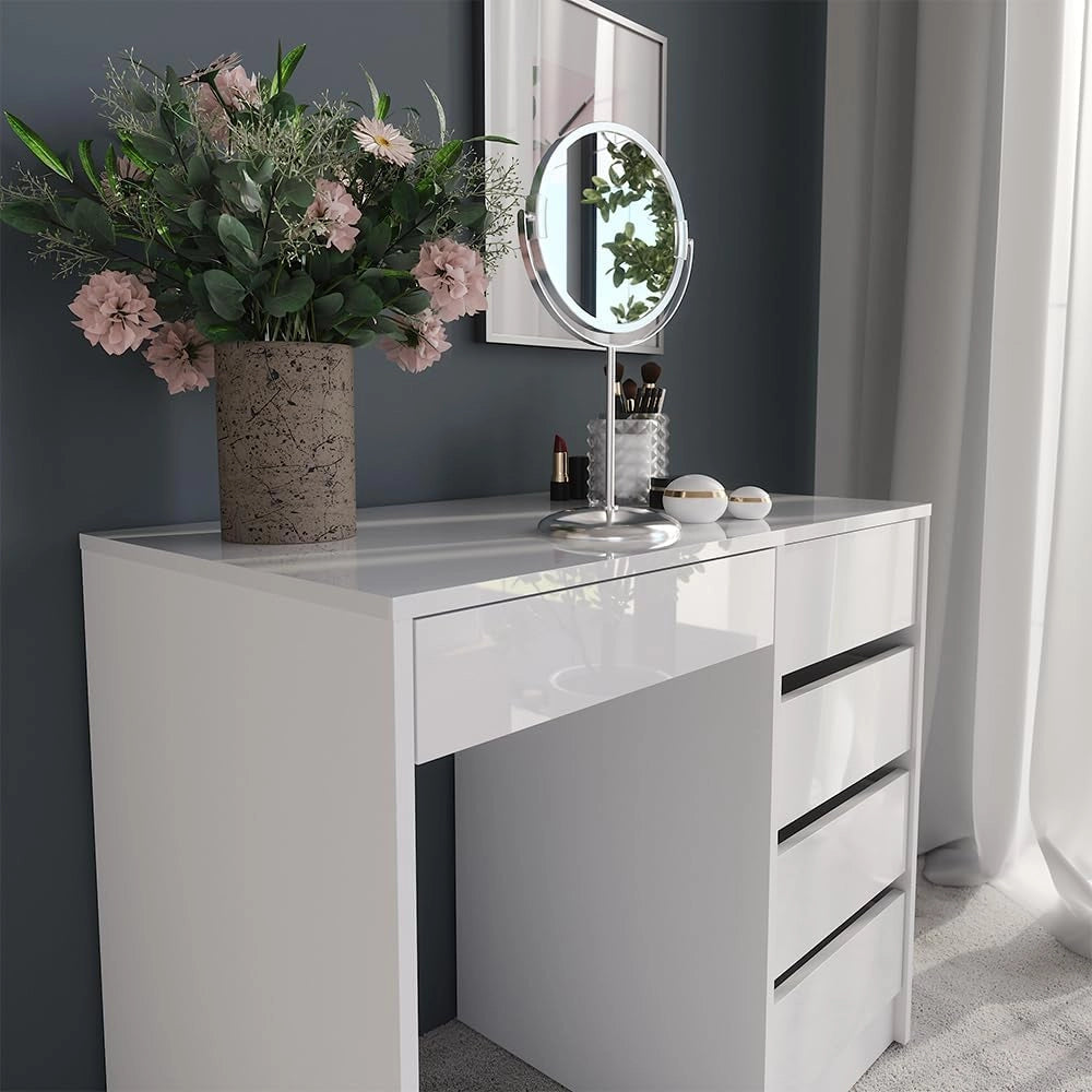 Tavolo da toeletta Sherry, Bianco/bianco lucido, 89.8 cm