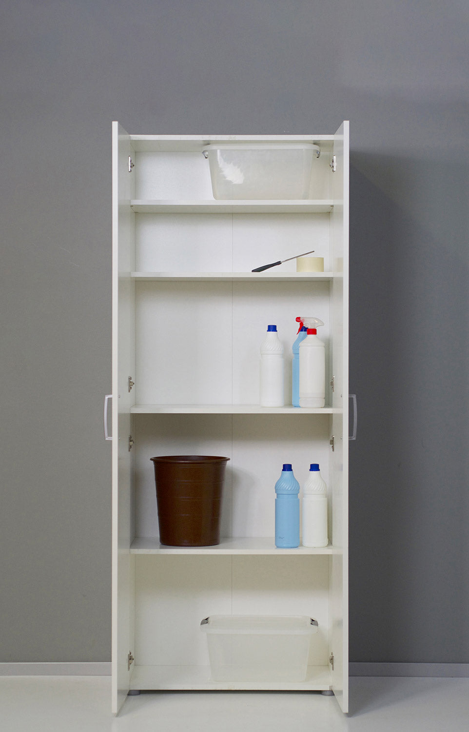 Armadio 2 Ante 5 Ripiani 69,4x36x181 cm in Truciolare Nobilitato Bianco