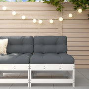 Divano Centrale da Giardino-Sofa Modulare-Divanetto da esterno Bianco in Legno Massello di Pino 746241