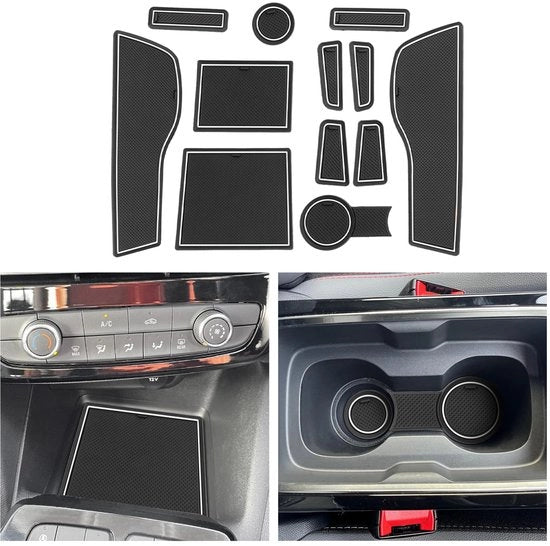 Compatibile con Opel Mokka B/Mokka-e EV 2021 2022 2023 2024 Tappeti in gomma Pianale centrale Tappeti antislittamento Tappeto antislittamento per bicchiere Tappeto in gomma Supporto braccio Mokka Accessori (Bianco)