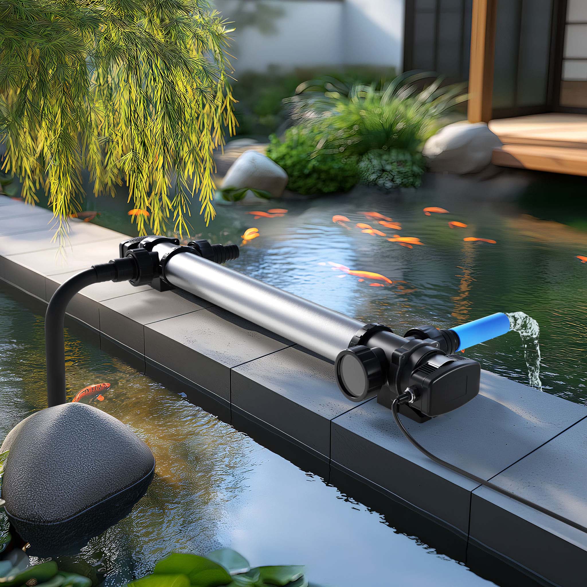 CUV-772 Chiarificatore UV per laghetto, acciaio inox, Sterilizzatore con lampada 72W