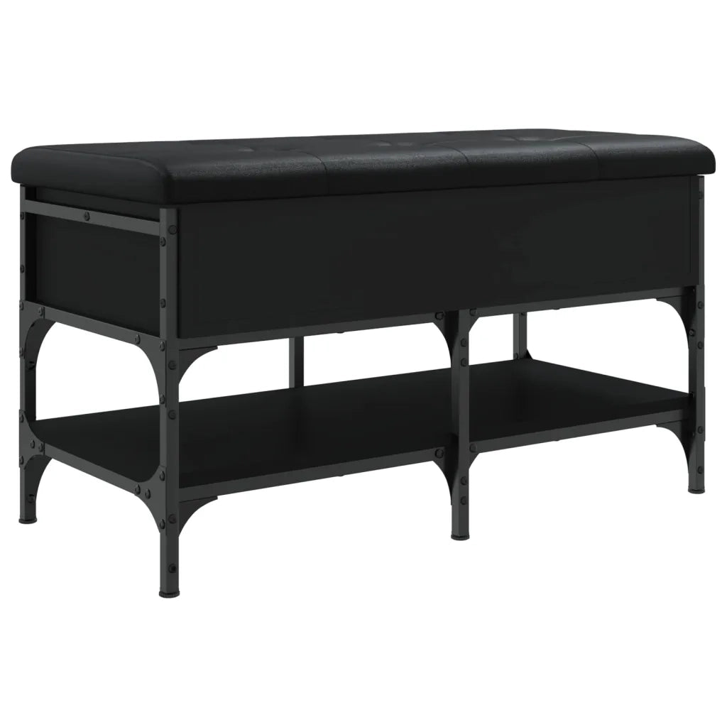 Panca Porta Scarpe-Sgabello-Panca Scarpiera Nera 82x42x45 cm in Legno Multistrato