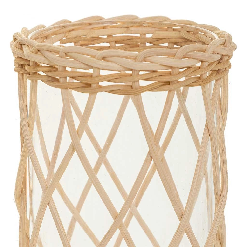 Vaso in rattan e vetro marrone d10x20h