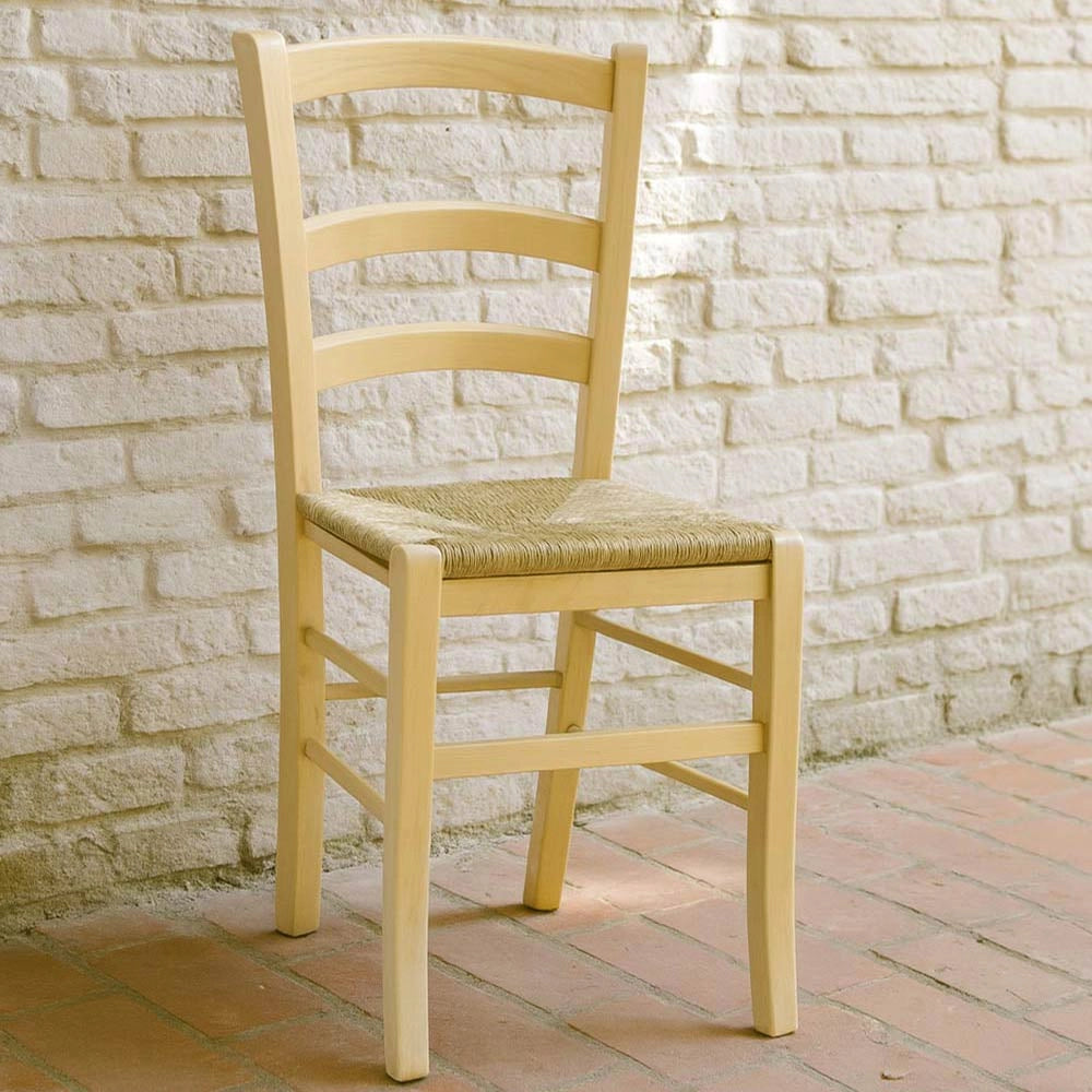 Sedia  sala pranzo in legno venezia naturale con seduta in paglia intrecciata