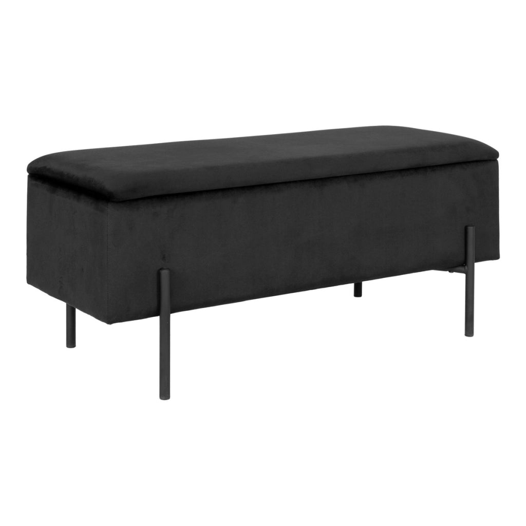 Panca con Portaoggetti Watford, Nero, Poliestere, 36,5x95x43 cm