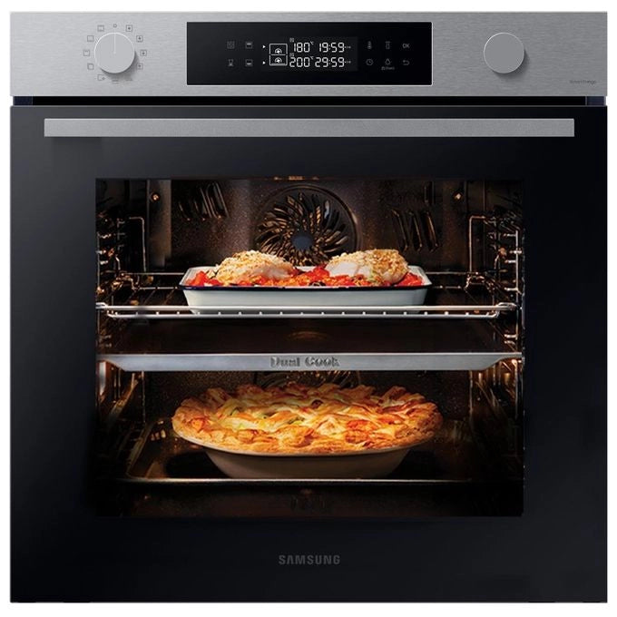 Samsung NV7B44403BS Forno Elettrico Multifunzione da incasso a Vapore Dual Cook Capacita' 76 Litri Classe Energetica A 40 Programmi Wi-Fi Nero-Acciaio Inossidabile