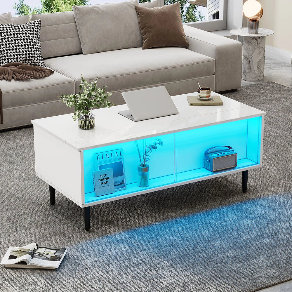 Tavolino regolabile - Xylo - 105x50cm vetro temperato bianco