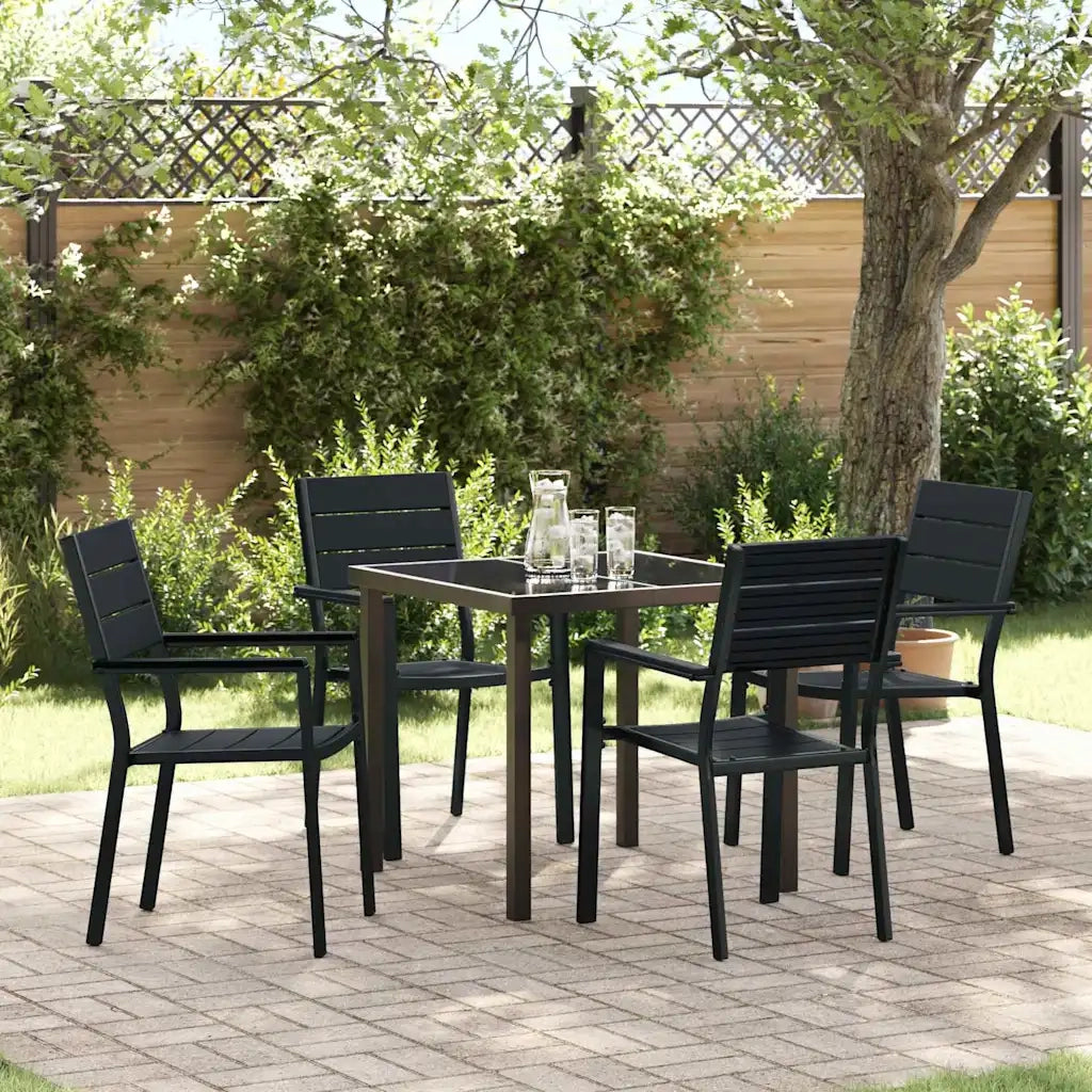Set da Pranzo per Giardino 5 pcs Nero 3379143