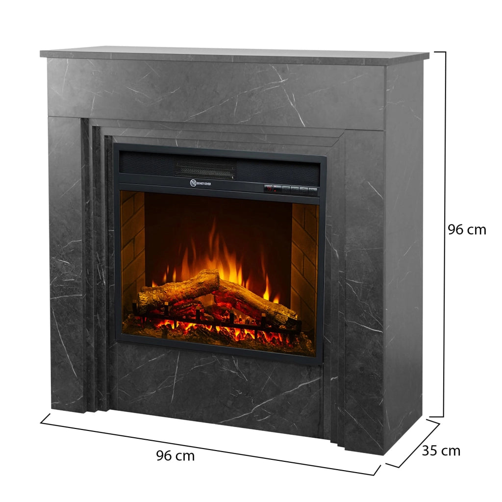 Caminetto Limbiate, Camino Elettrico Superficie Riscaldabile 30 m2, 96x35x96h cm Nero