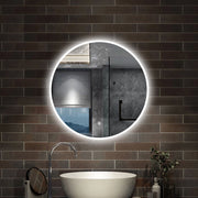 specchio 70 cm rotondo retroilluminato con antiappannamento, funzione dimmerabile e morbido bagliore esterno