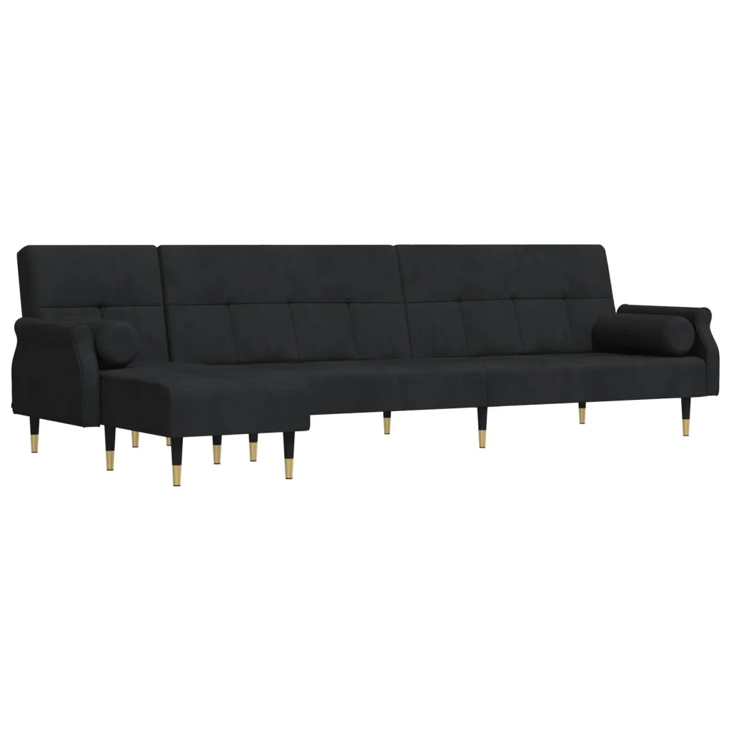 Divano Letto a L Nero 271x140x70 cm in Velluto 3157224