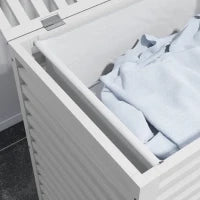 Cesta per il Bucato di Bambù Capacità 55L Cesto per Biancheria con 2 Manici e Borsa Estraibile 50x36x60 cm Bianco