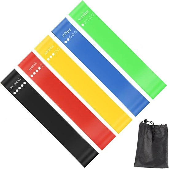 Set di fitness con 5 cinture di resistenza per costruzione muscolare, yoga, pilates e allenamento di forza