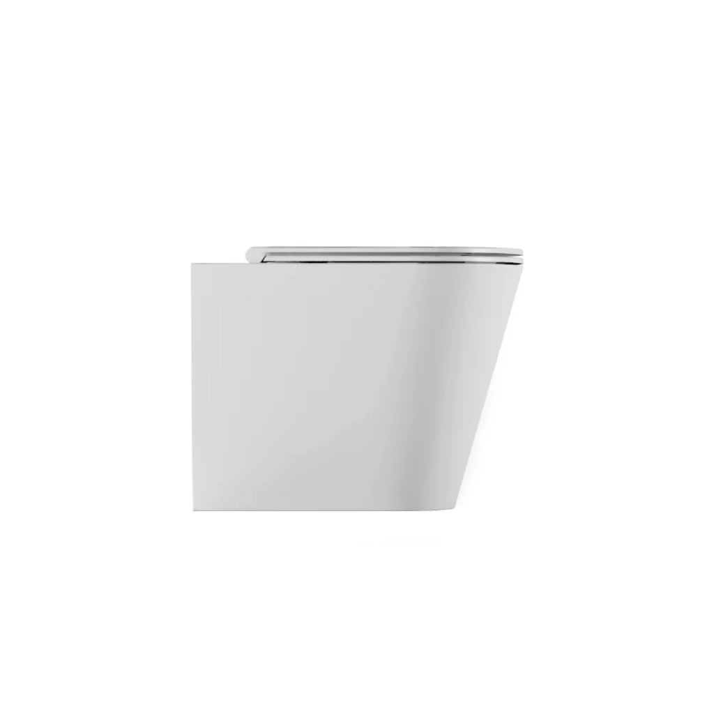 Coppia Di Sanitari Da Terra Alice Ceramica Filo Muro Senza Brida Bianco Opaco "Hide Round"
