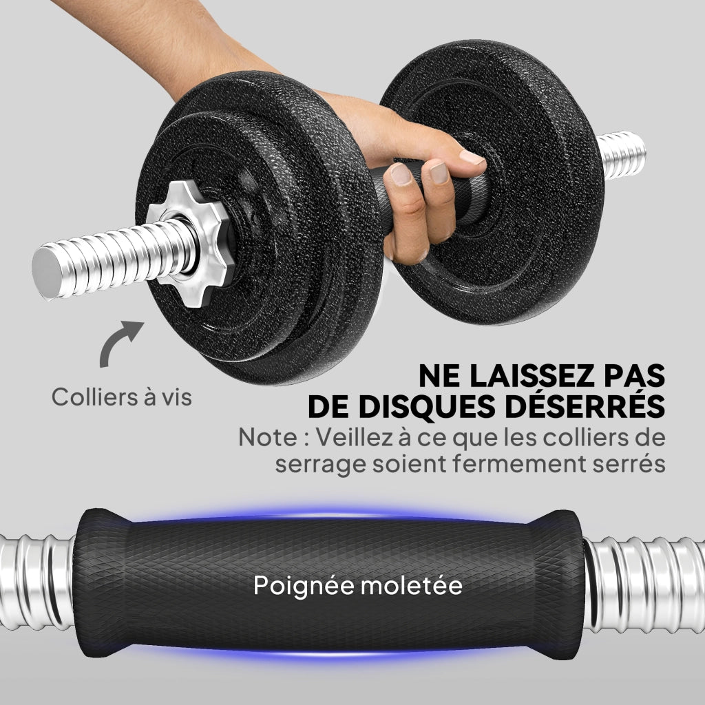 Set di manubri regolabile 2 in 1 20kg ¨C zephmum ¨C nero