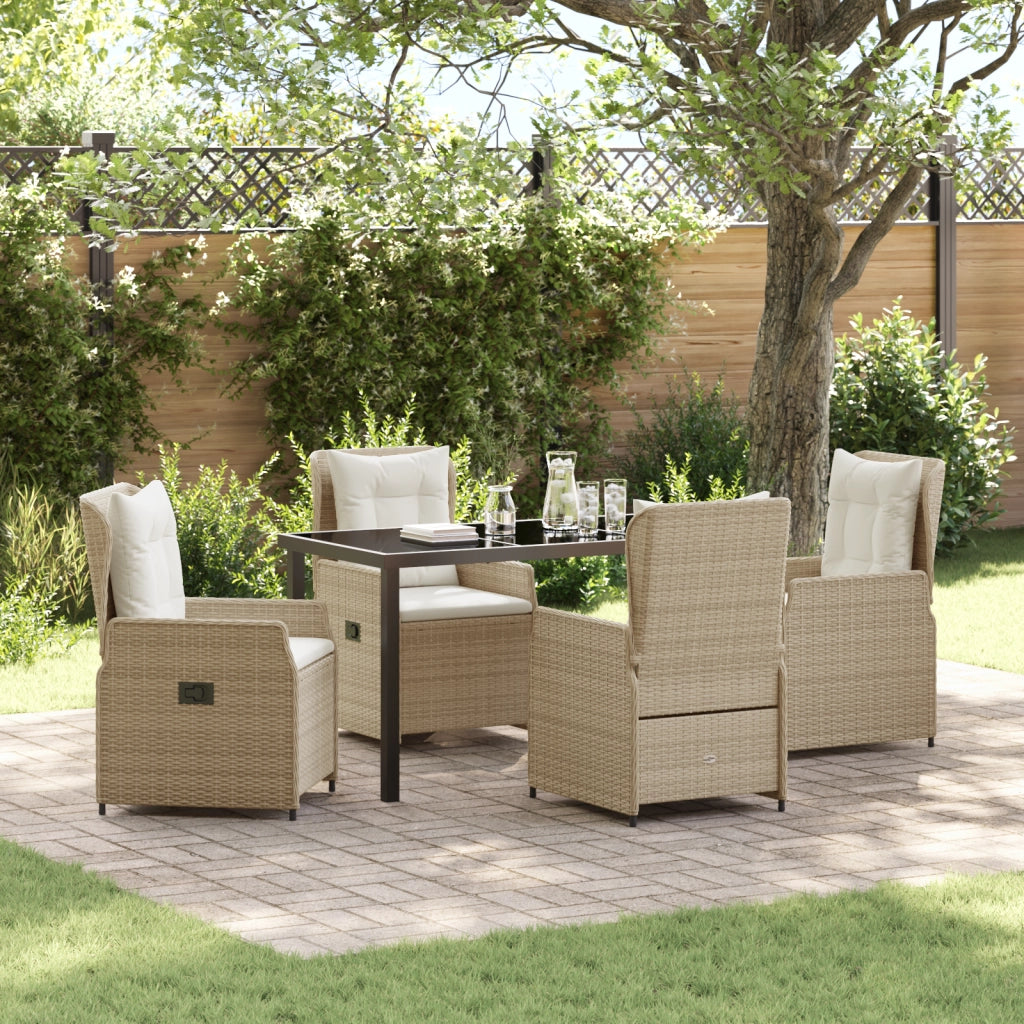 Set da Pranzo da Giardino  da 5 Pezzi Beige Polyrattan