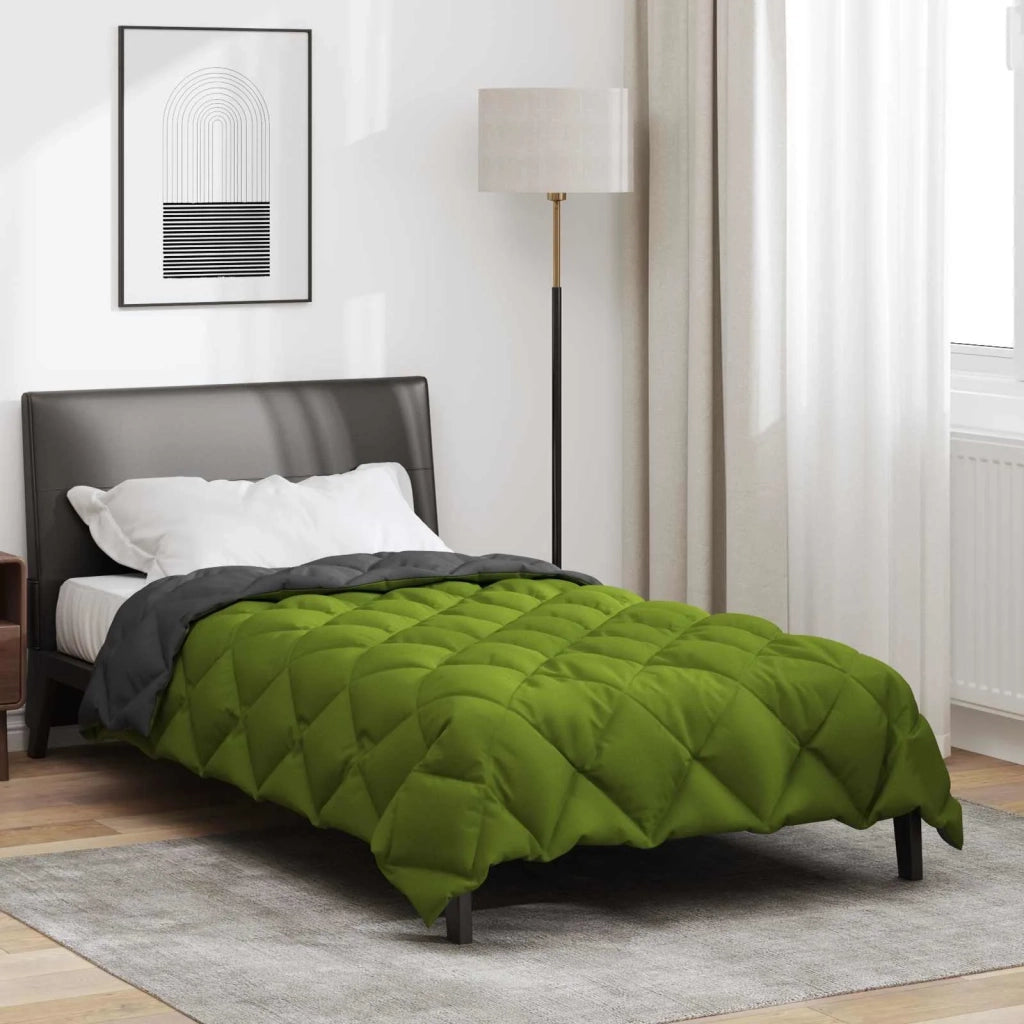Piumone | Duvet Invernale Verde e Antracite 140 x 220 cm Microfibra