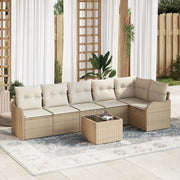 Set Divano da Giardino 7 Pezzi con Cuscini Rattan Polare Marrone