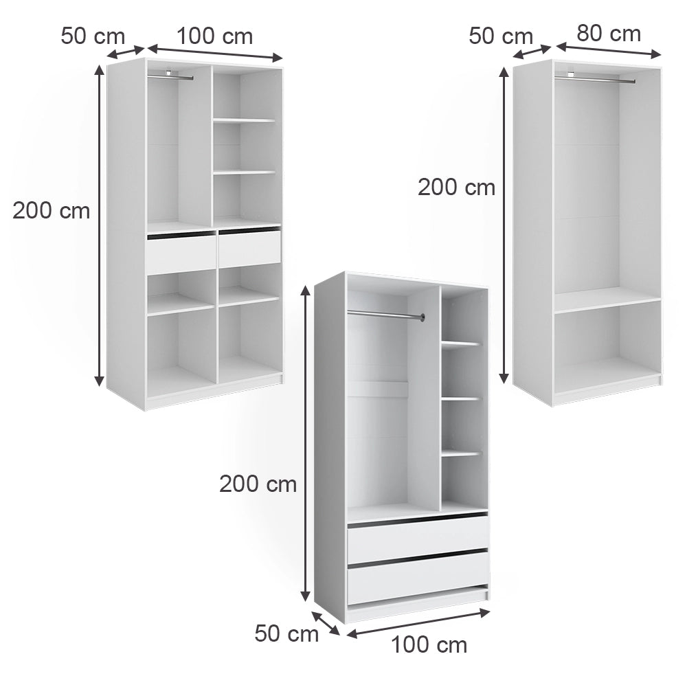 Vicco Armadio Bianco 280 x 200 cm Set di 3