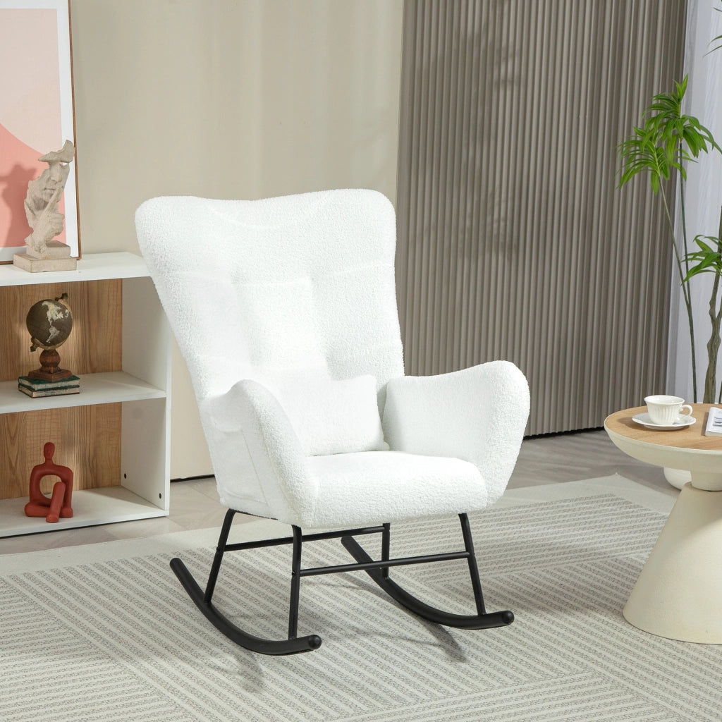 Poltrona Dondolo ¨C zephmum ¨C Tessuto Imbottito Bianco