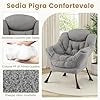 Poltrona Relax con Poggiapiedi, Poltrona da Lettura con Cuscino per Testa, Poltrona Moderna con Schienale e Seduta Imbottiti, Braccioli e Tasca di Stoccaggio, Portata 150 kg (Cashmere Grigio)