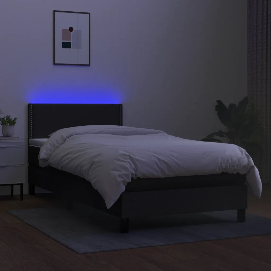 Letto a Molle con Materasso e LED Nero 80x200 cm in Tessuto 3133031