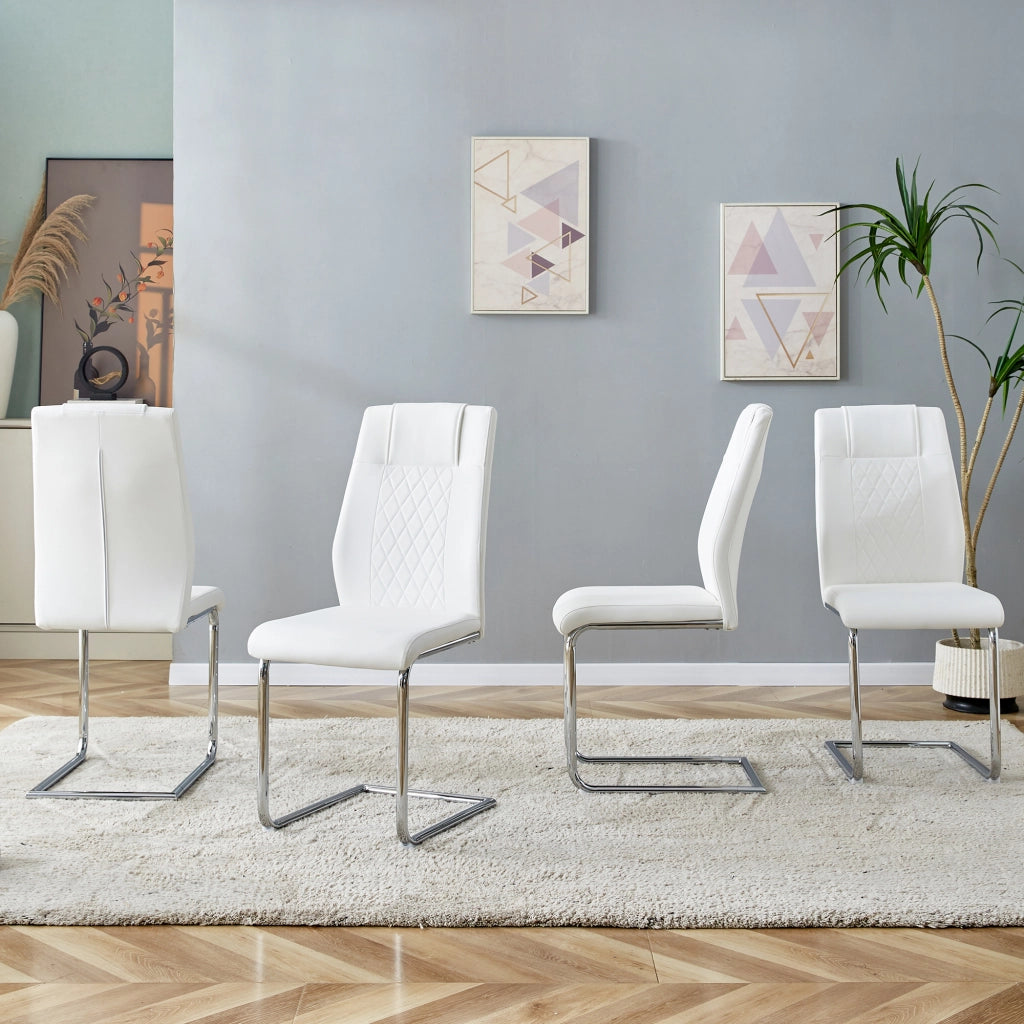 Sedie da Pranzo Scandinave ¨C Xylo ¨C Bianche, Gambe in Metallo, Schienale a Rete, Set 4 Pezzi