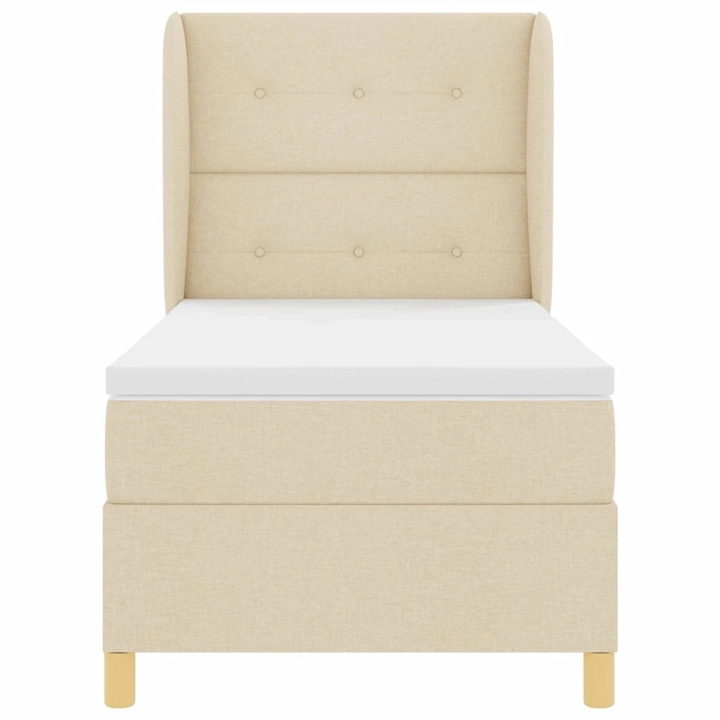Letto a molle con materasso Crema 200 x 90 cm Tessuto 3340737