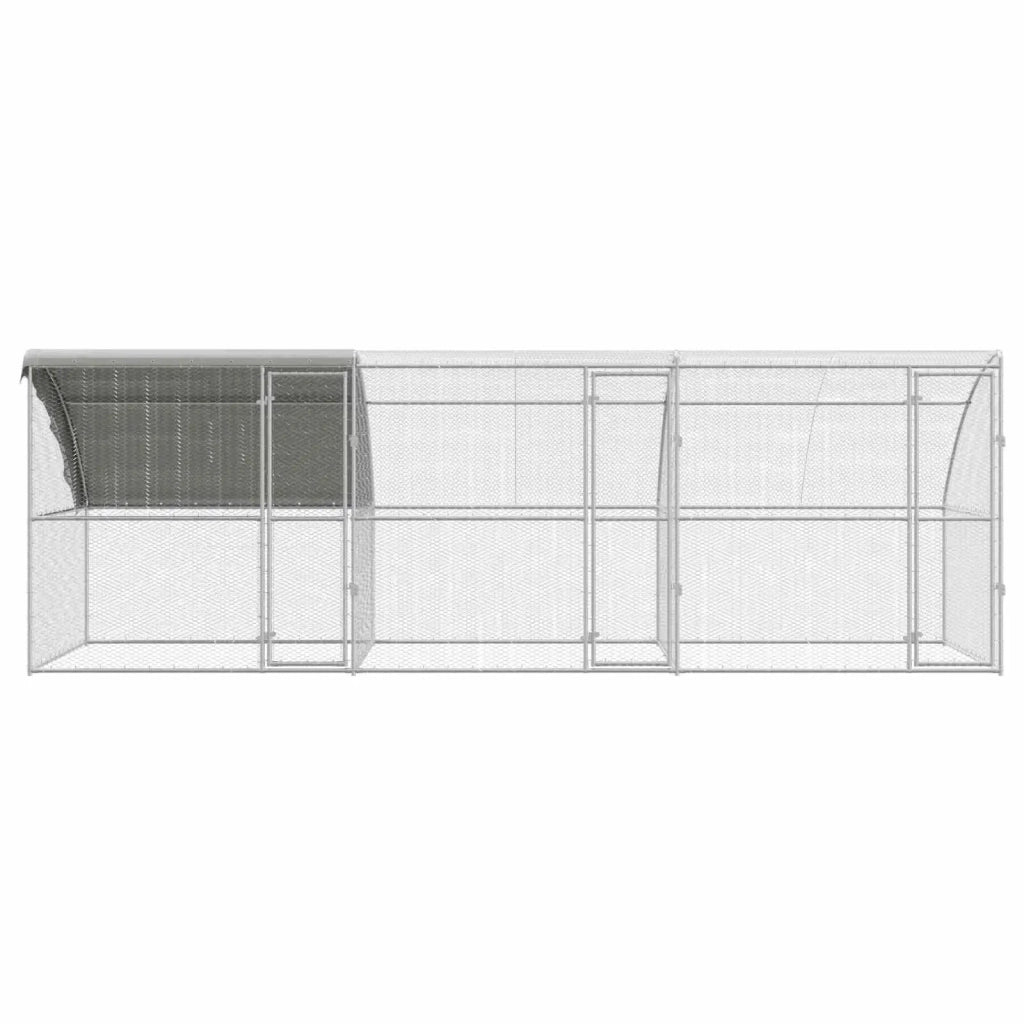 Gabbia per polli 3 pcs Argento 600 x 200 x 200 cm Acciaio e PE