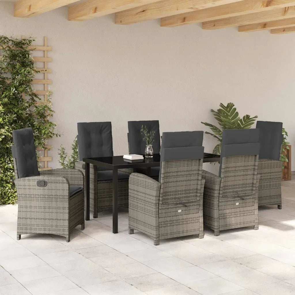 Set da Pranzo per Giardino con cuscino 7 pcs Grigio polyrattan 3380278