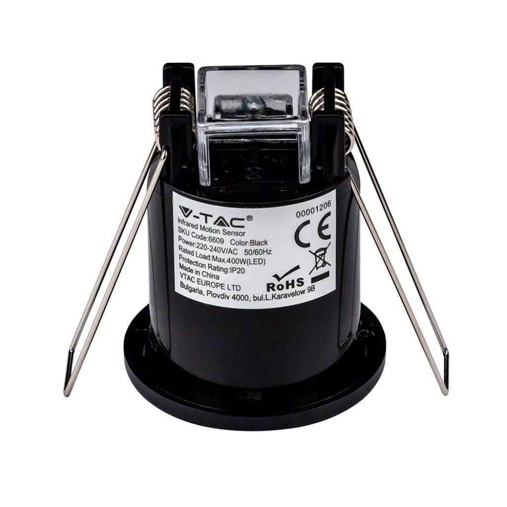V-TAC VT-8092 Sensore di Movimento a Infrarossi 360° Montaggio a Incasso Colore Nero SKU 6609