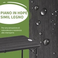 Tavolo da Giardino Pieghevole per 4 Persone con Altezza Regolabile, in Acciaio e HDPE, 118x60x74 cm