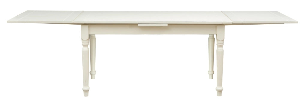 Biscottini Tavolo allungabile Country in legno massello di tiglio finitura bianca anticata L160xPR90xH80 cm. Made in Italy