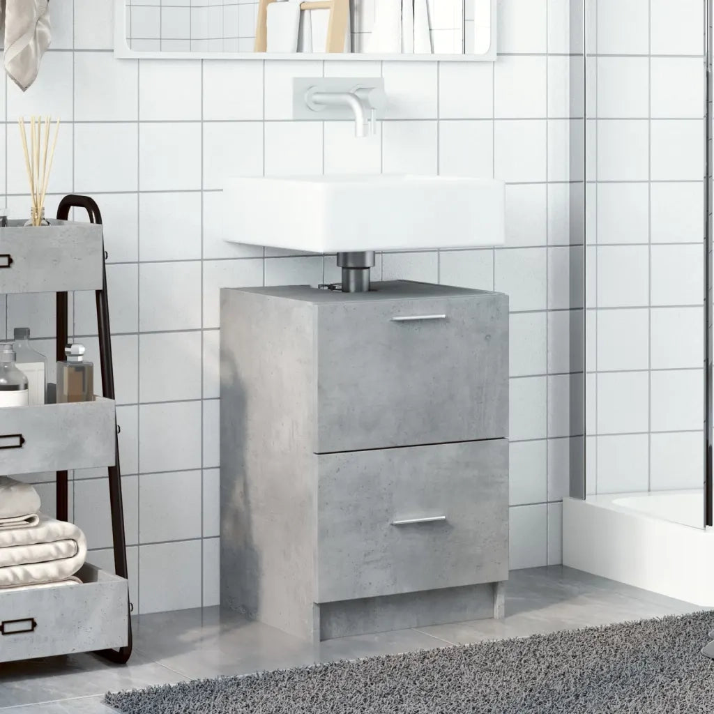 Mobile Lavabo | Armadio Lavabo Grigio Cemento 80x33x60 cm in Legno Multistrato