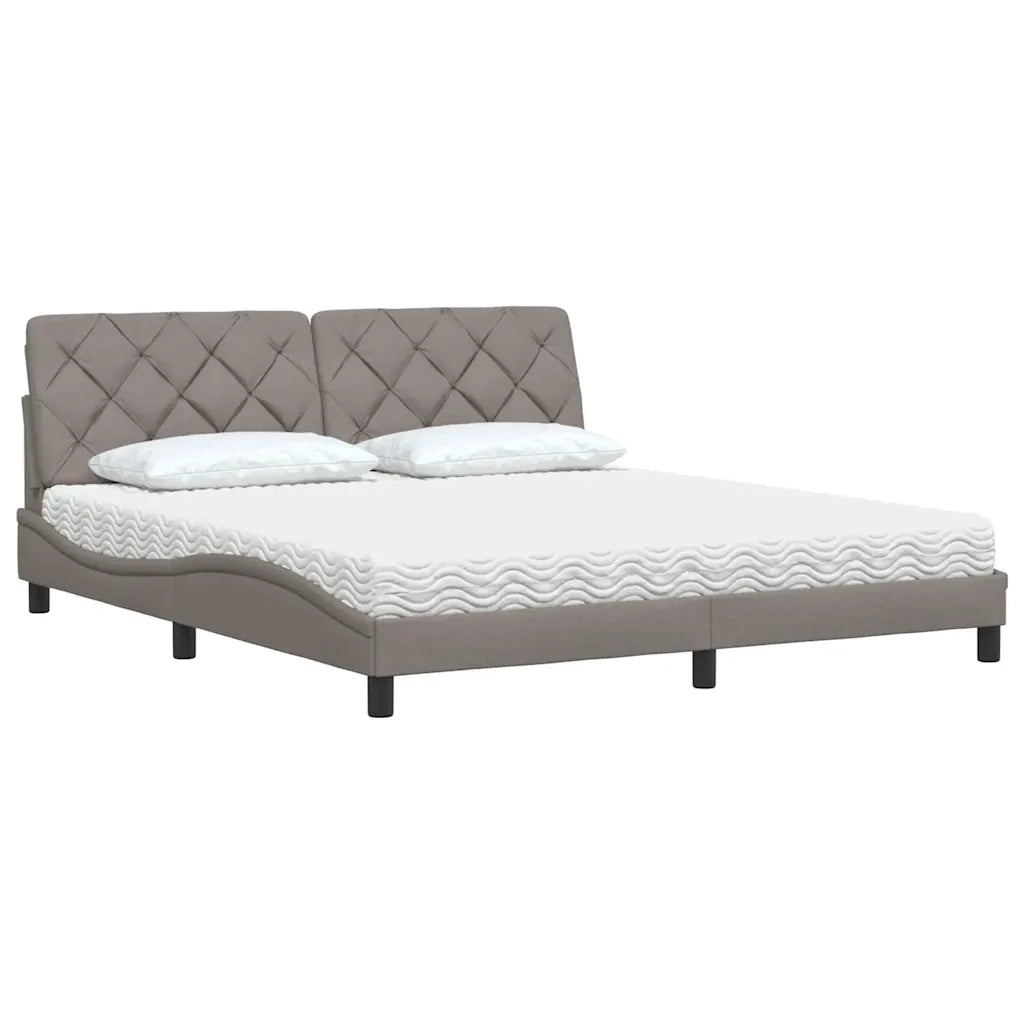 Letto con Materasso Tortora 180x200 cm in Tessuto 3310759