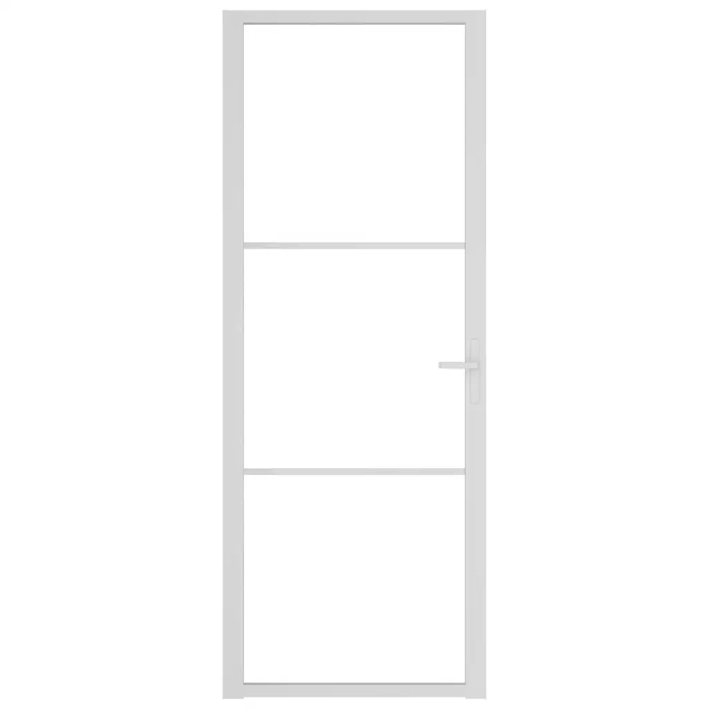 Porta Interna 76x201,5 cm Bianca in Vetro ESG e Alluminio cod mxl 67197