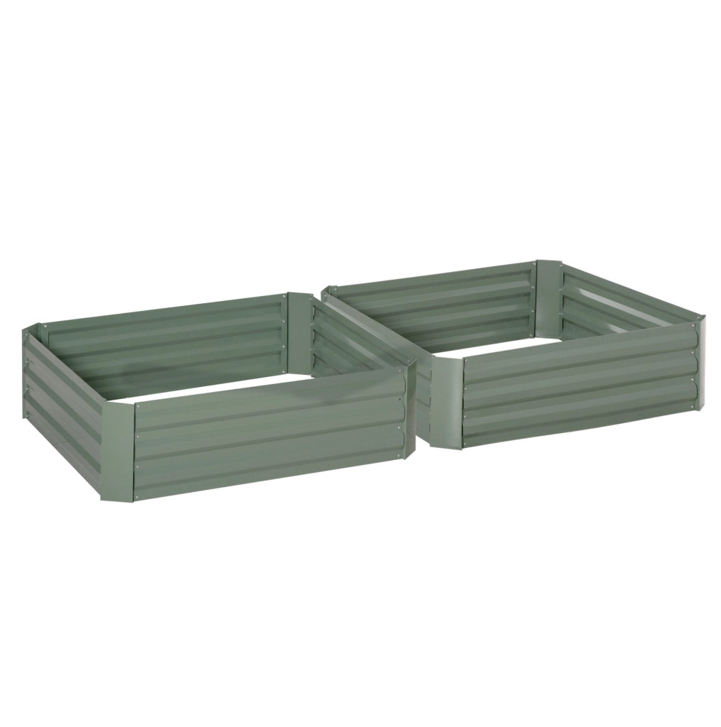 Set di 2 fioriere rialzate in acciaio verde 100x100x30 cm