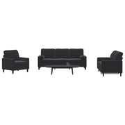 vidaXL Set di Divani 3 pz con Cuscini e Rinforzi Nero in Velluto