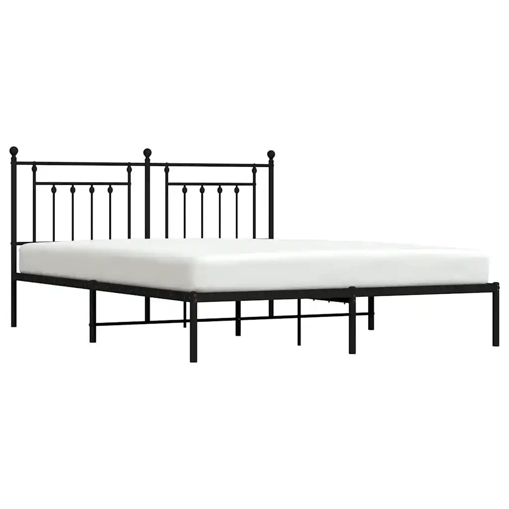 Giroletto con Testiera-Struttura Letto con testiera in Metallo Nero 183x213 cm 269463